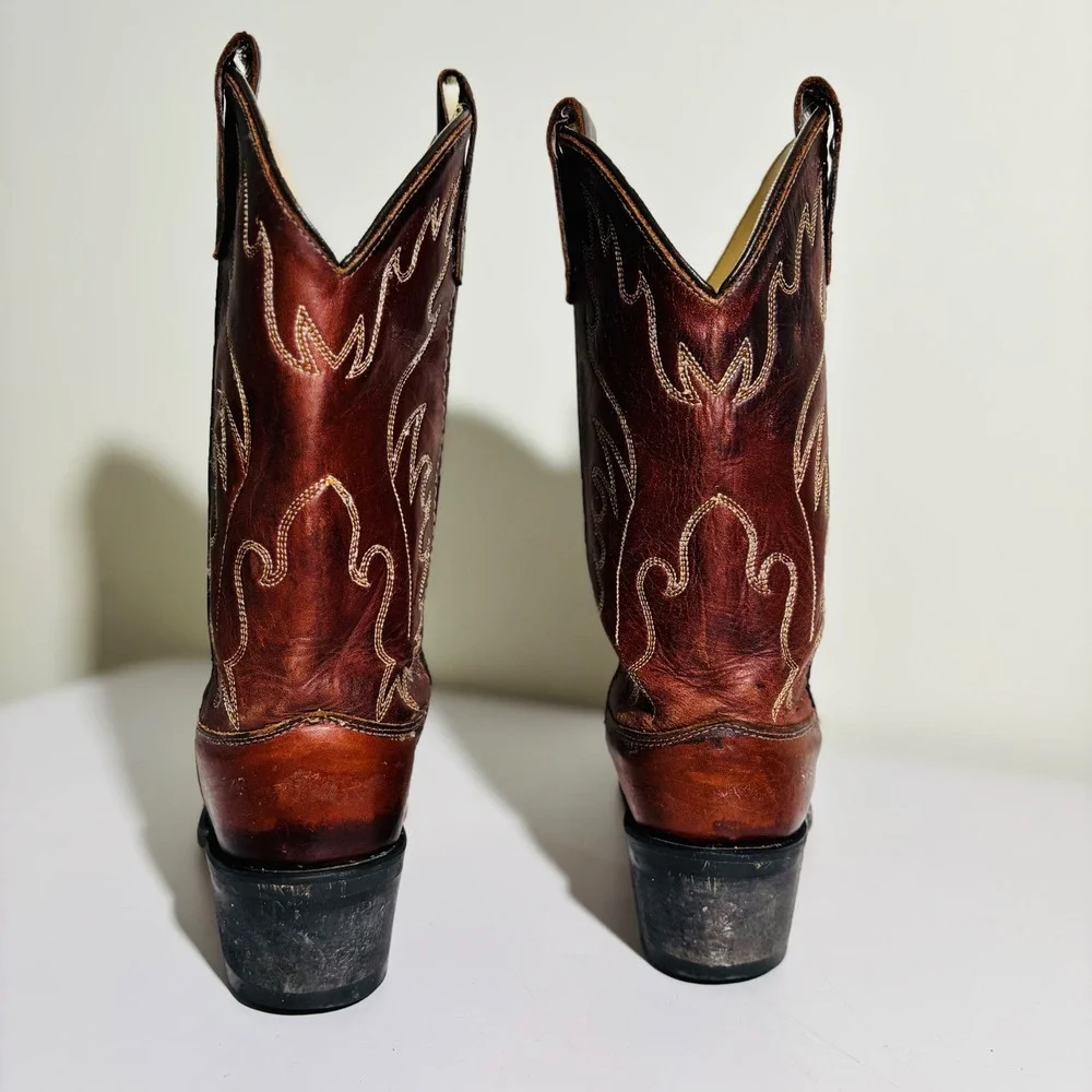 OLD‎ WEST CALF YOUTH WESTERN LEATHER BOOTS SIZE 4.5 - CCY8152G